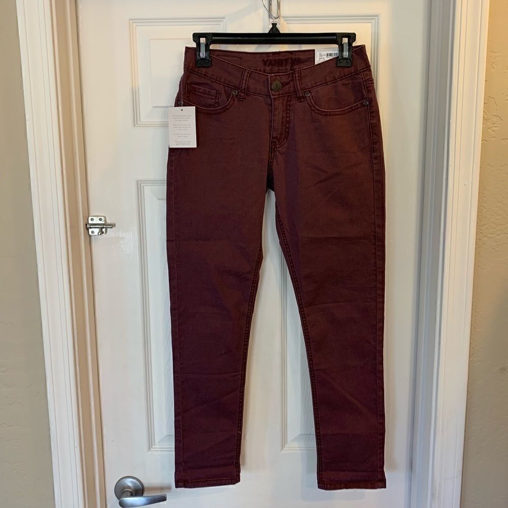 Vanity Plum Colored Jegging Crop Jeans